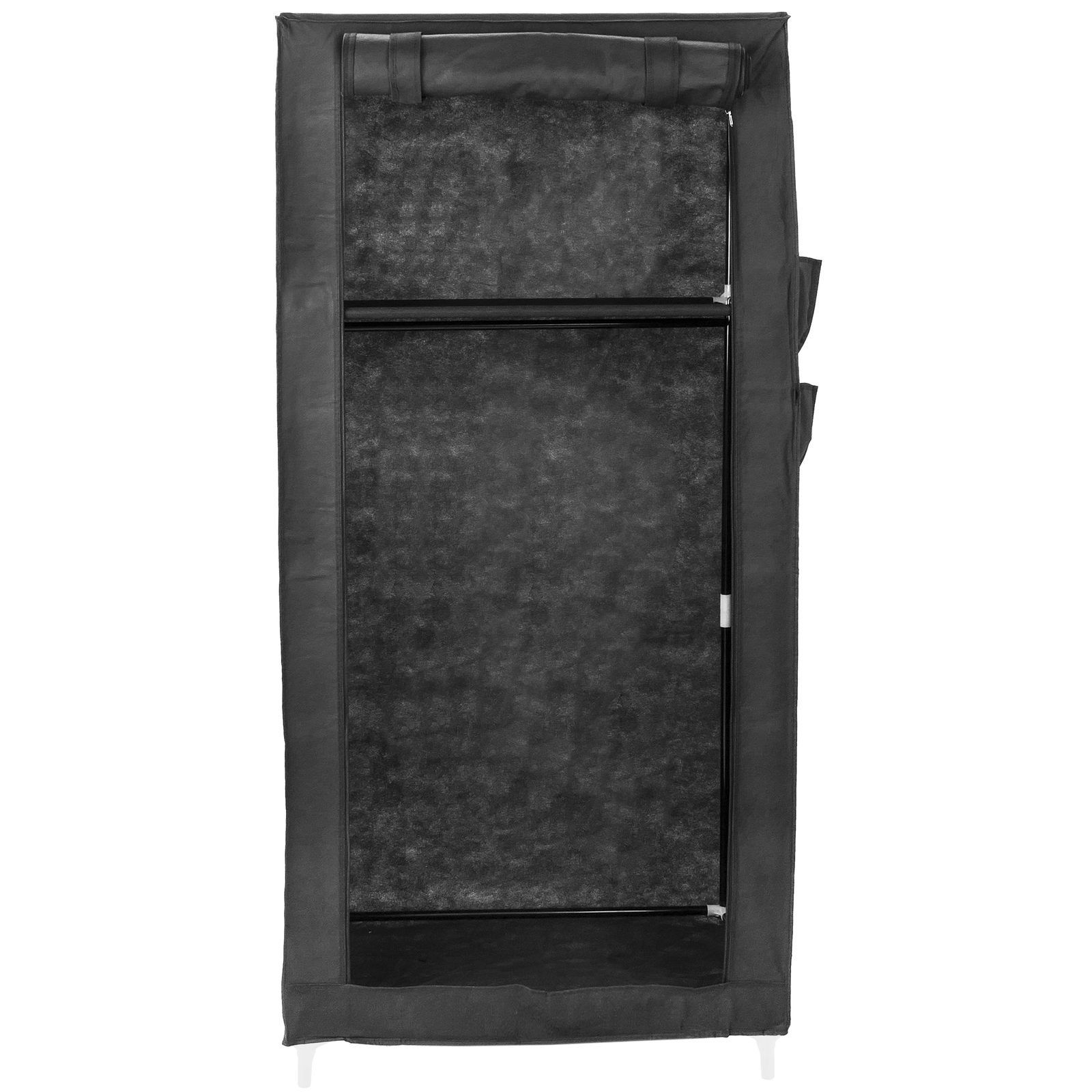 Armario Ropero Guardarropa De Tela Desmontable 70 X 45 X 155 Cm Negro Con Puerta Enrollable_1