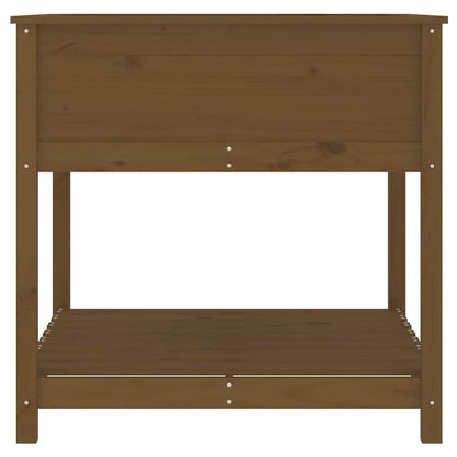 Jardinera Con Estante Madera Maciza Pino Marrón 82,5x82,5x81 Cm_5