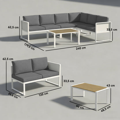 Muebles De Jardín Outsunny Metal, Texteline Gris Claro Y Blanco 120x59.5x62.5 Cm_2