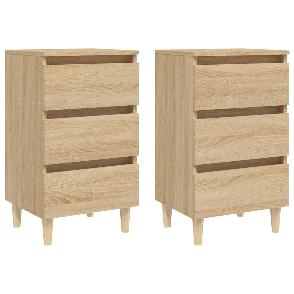 Mesitas De Noche 2 Uds Patas De Madera Roble Sonoma 40x35x69 Cm_0