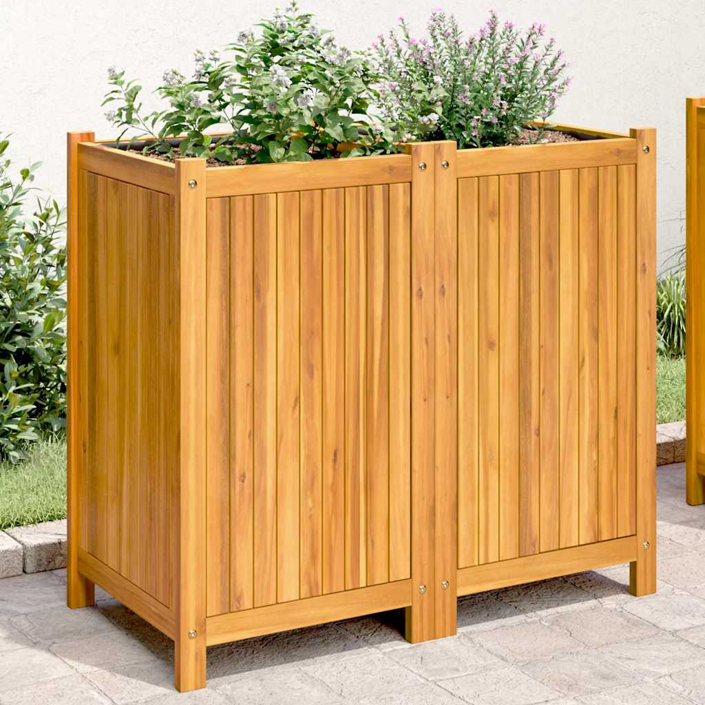 Jardinera Con Forro Madera Maciza De Acacia 84x42x75 Cm_1