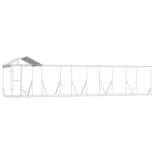 Perrera De Exterior Con Techo Acero Galvanizado Plata 10x2x2,5m_0