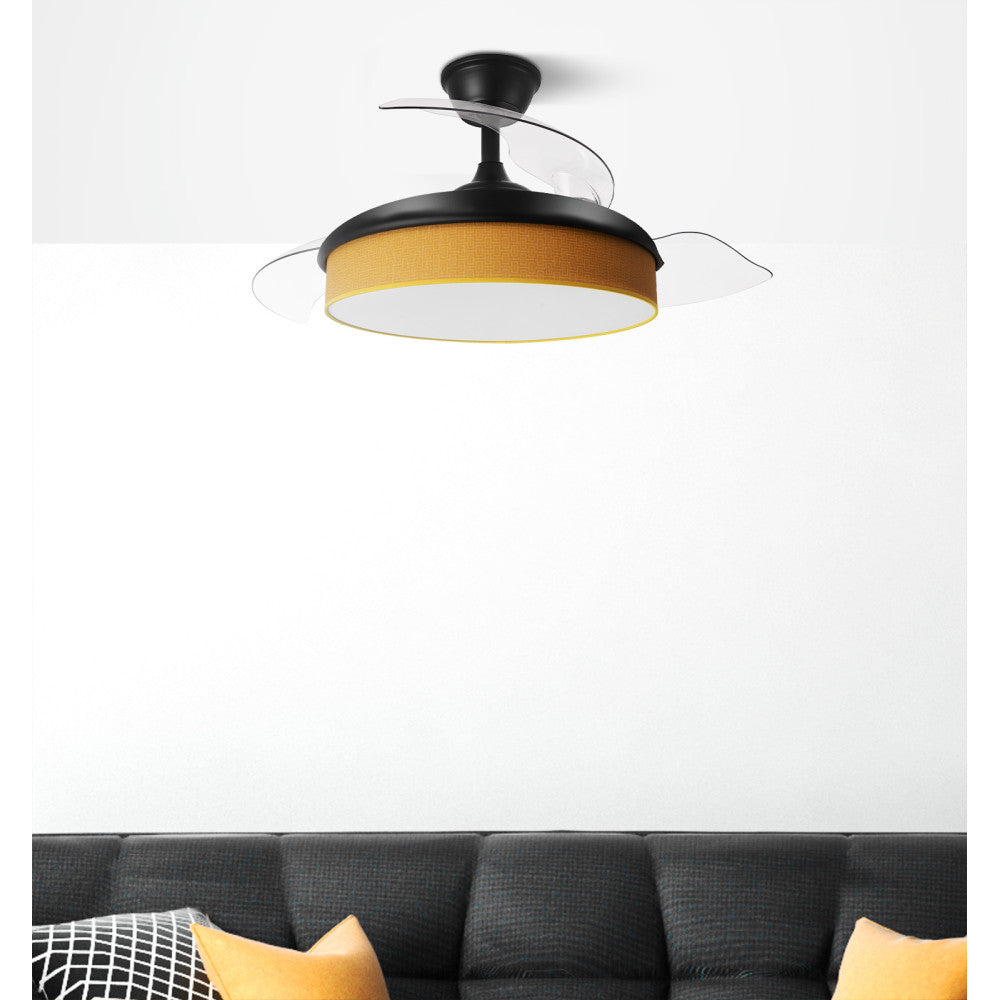 Ventilador Dc Moda 72w Negro/naranja 91d 3aspas 7200lm 3000-4000-6000k Remoto+ Memoria+ Temporizador_2