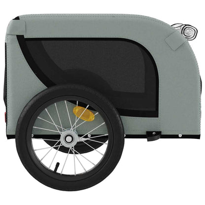 Remolque De Bicicleta Mascotas Hierro Tela Oxford Gris Negro_5