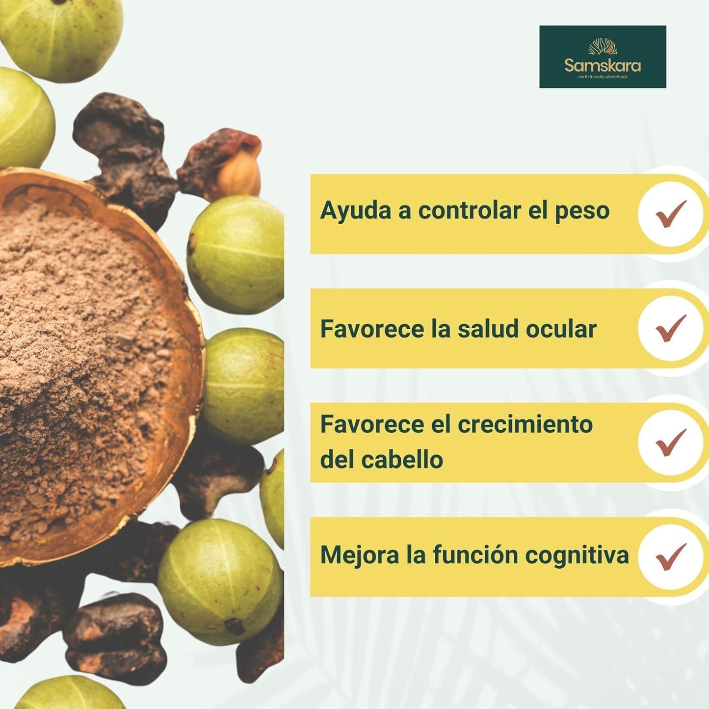 Amla En Polvo Bio | Samskara | Para Cabello Y Piel | Fuente Natural De Vitamina C, Colágeno Y Calcio - 500g_4