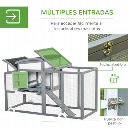 Pawhut Gallinero Madera Exterior Con Caja Nido Techo Asfáltico Abatible Y Rampa_5