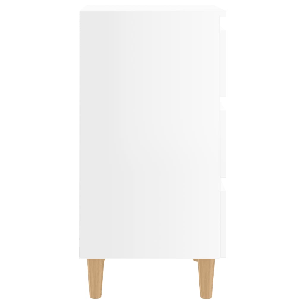 Mesita De Noche Patas Madera 2 Uds Blanco Brillo 40x35x69 Cm_4