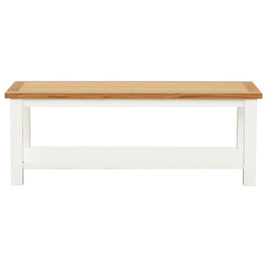 Mesa De Centro De Madera Maciza De Roble 110x55x40 Cm_0