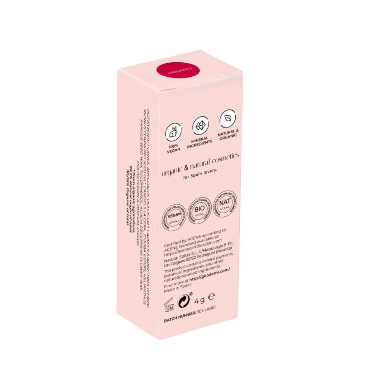 Batom Crimson/Red (Bio e Vegan) Geoderm 4 g
