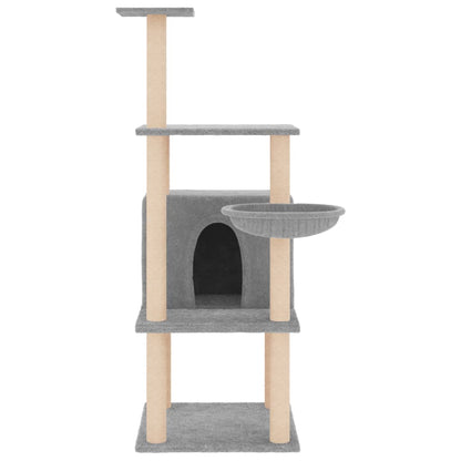 Rascador Para Gatos Con Postes De Sisal Gris Claro 132 Cm_2