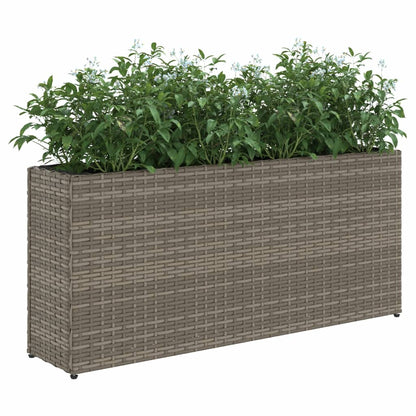 Jardinera Con 2 Maceteros De Ratán Sintético Gris 90x20x40 Cm_3