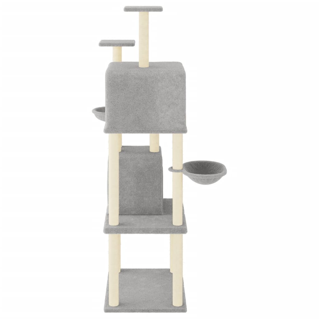 Rascador Para Gatos Con Postes De Sisal Gris Claro 180 Cm_3