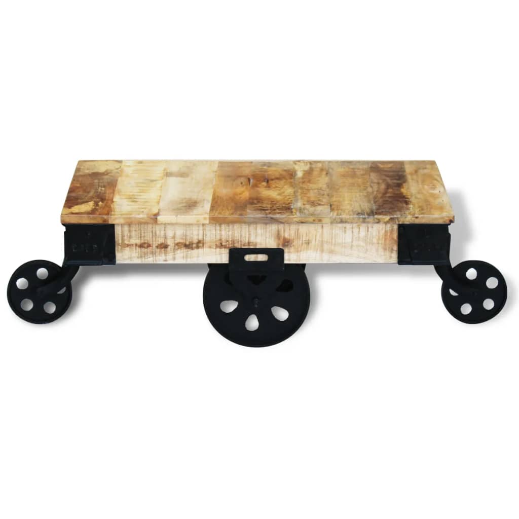 Mesa De Centro Con Ruedas Madera De Mango Rugosa_4