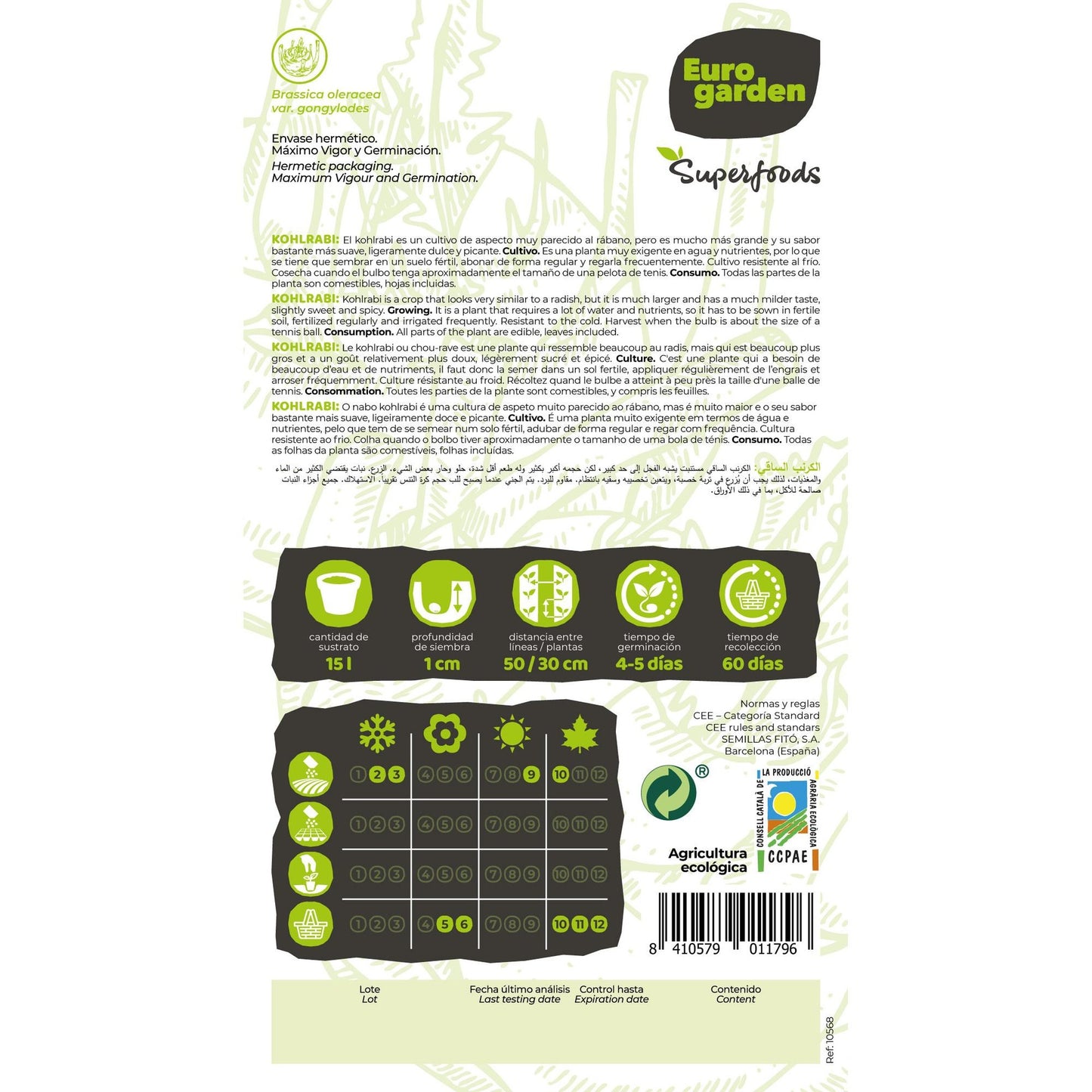 Sementes biológicas de couve-rábano sueca Superschmelz Vitalfoods