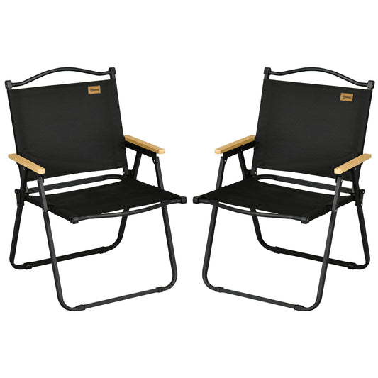 Outsunny Pack De 2 Sillas Plegable De Camping Con Reposabrazos Negro_0