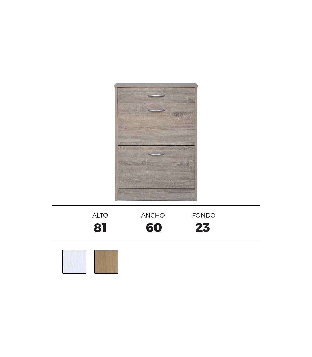 Armario Zapatero 2 Puertas Y 1 Cajón Acabado Roble Cambrian, 60 Cm(ancho) 81 Cm(altura) 23 Cm(fondo)_5