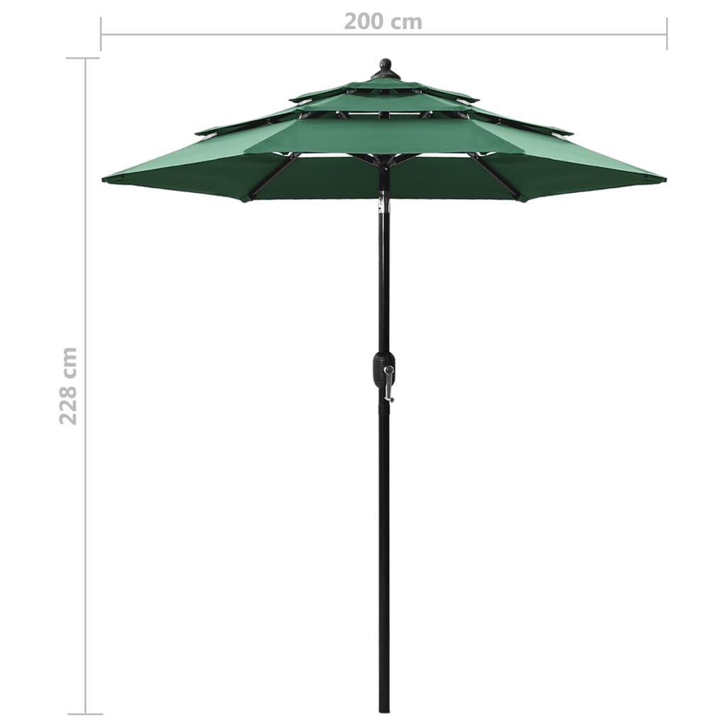 Vidaxl Sombrilla De Jardín De 3 Niveles Con Palo De Aluminio Verde 2 M_2