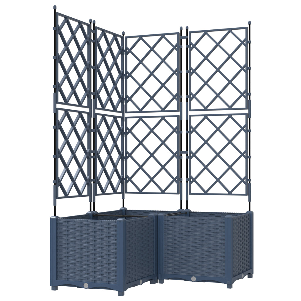 Vidaxl Maceta De Jardín Con Enrejado 3 Pcs Gris 80 X 80 X 143 Cm Pp_0