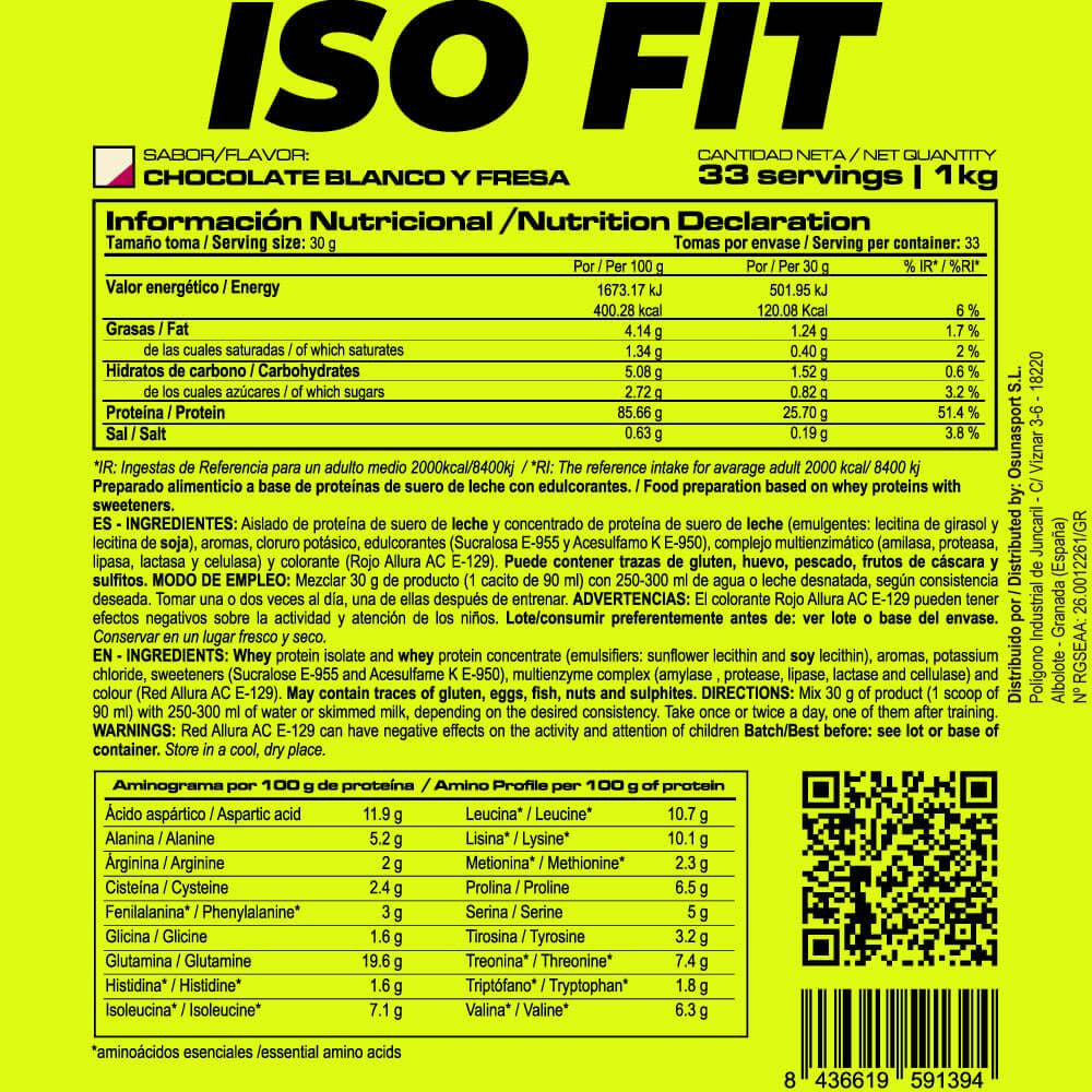 Iso Fit - 1kg - Chocolate Blanco Con Fresa - Aumenta La Masa Muscular - Masmusculo_5