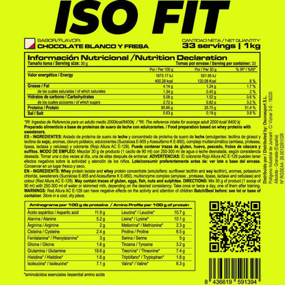 Iso Fit - 1kg - Chocolate Blanco Con Fresa - Aumenta La Masa Muscular - Masmusculo_5