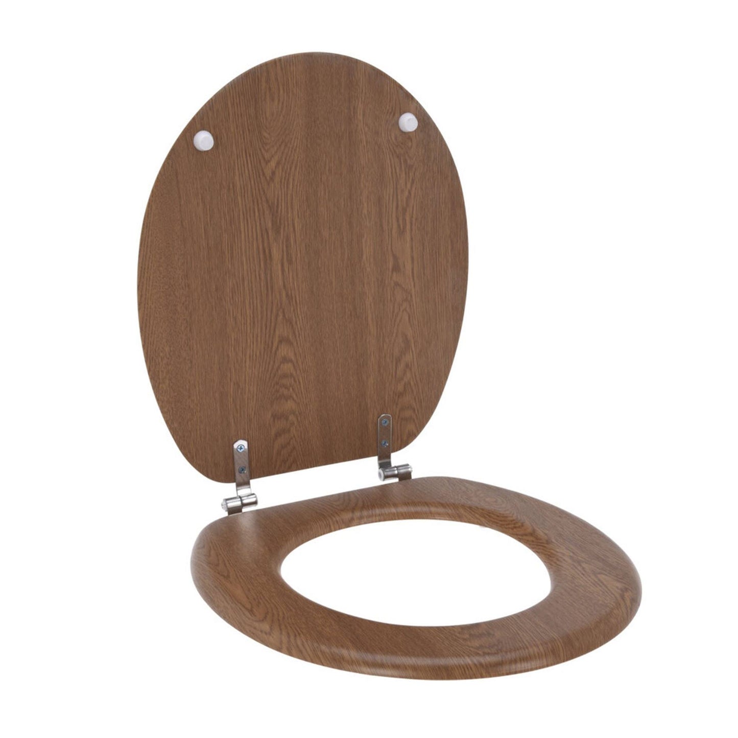 Asiento De Inodoro Mdf Con Tapa Y Bisagras De Acero Inoxidable Color Madera 37,5x5,5x45cm_0