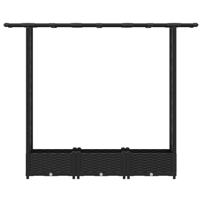 Cama Elevada Con Trellis Y Techo Negro 164 X 40 X 121 Cm Pp_3