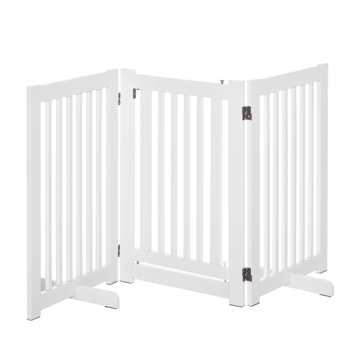 Pawhut Barrera Para Perros Plegable De Madera Con 1 Puerta 155x35,5x76 Cm Blanco_1