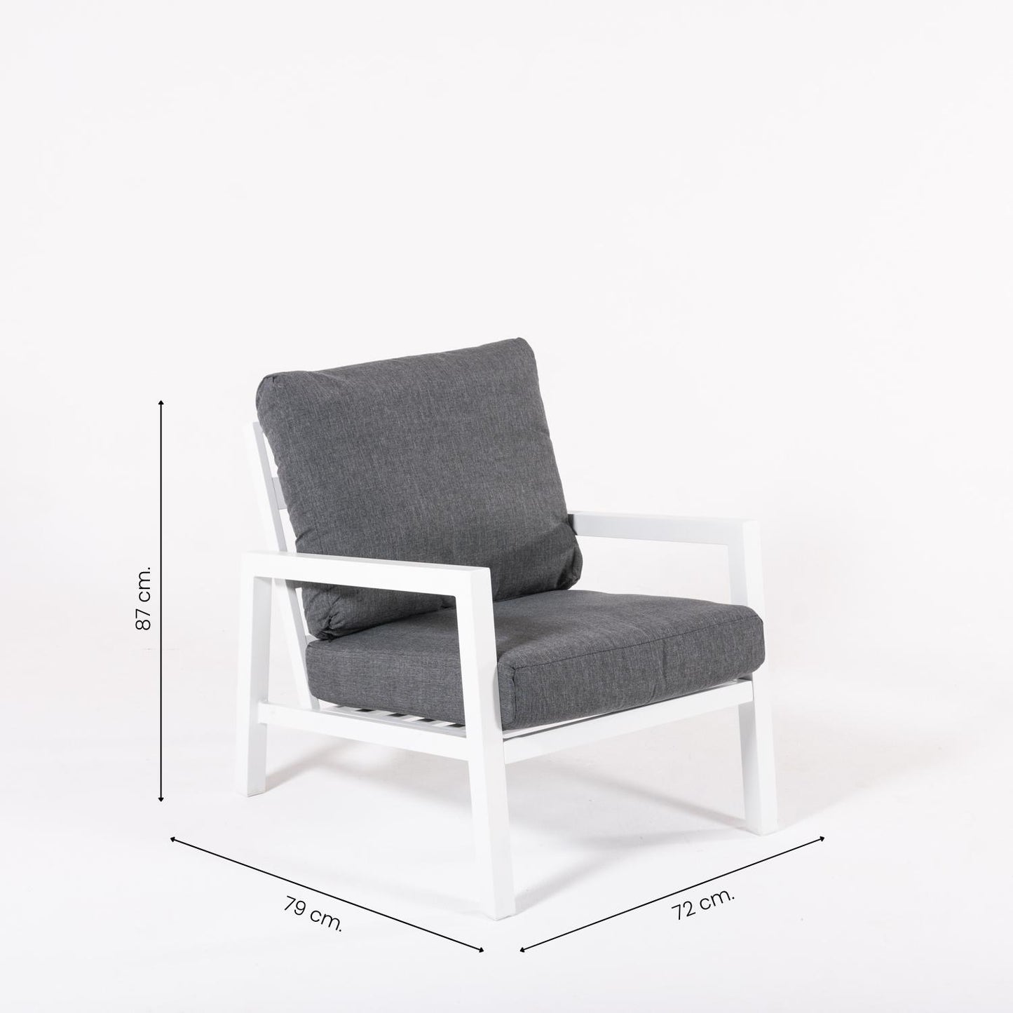 Conjunto De Sofás De Jardín, Mesa Con Tablero De Madera Y Aluminio + 2 Sillones + 1 Sofá De 3 Plazas, Color Blanco_4