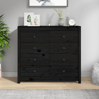 Armario Auxiliar Madera Maciza De Pino Negro 100x40x90 Cm / Vetonek_4