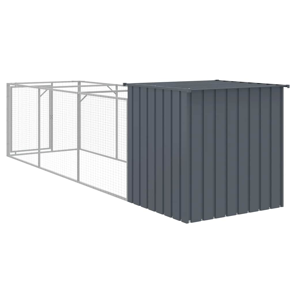Caseta Perros Con Corral Acero Galvanizado Gris 110x405x110 Cm_4