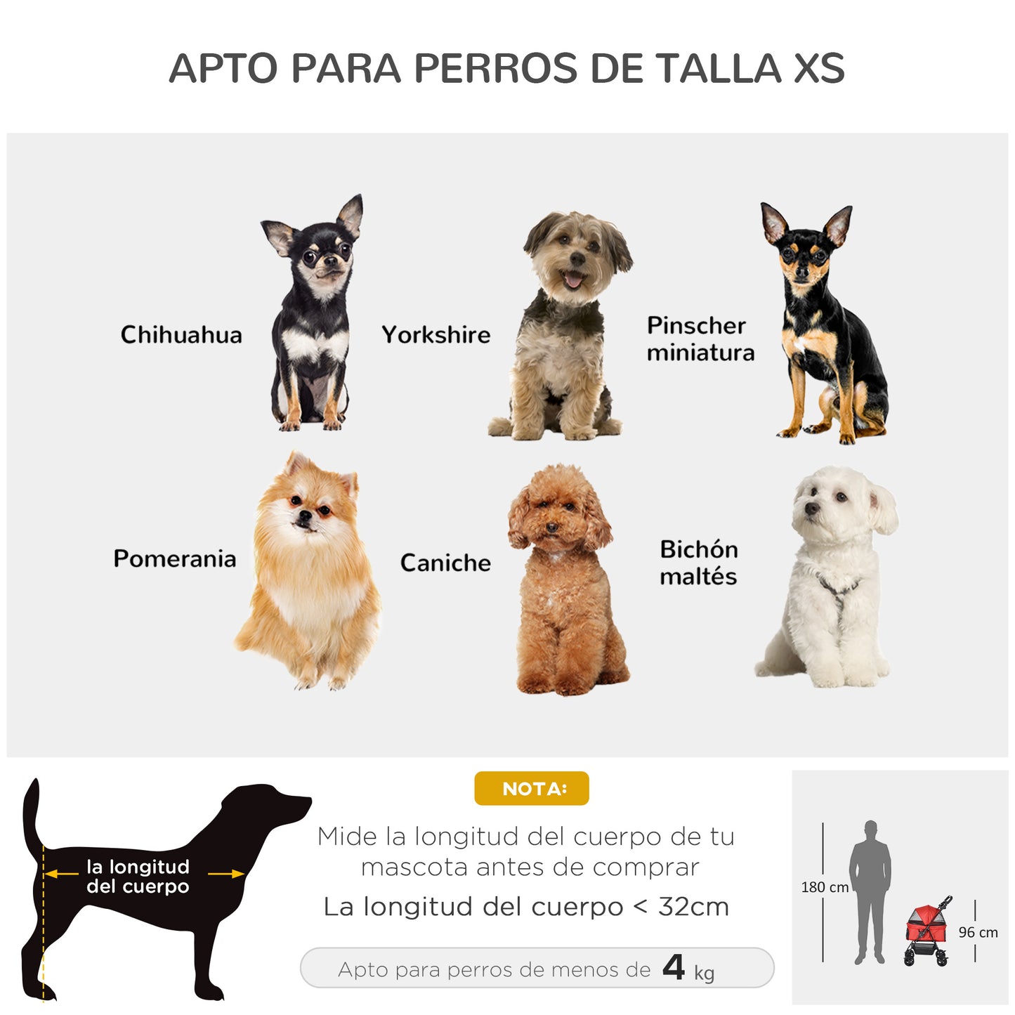Pawhut Cochecito Para Perros Plegable Con Ruedas Universales 67x45x96 Cm Rojo_3