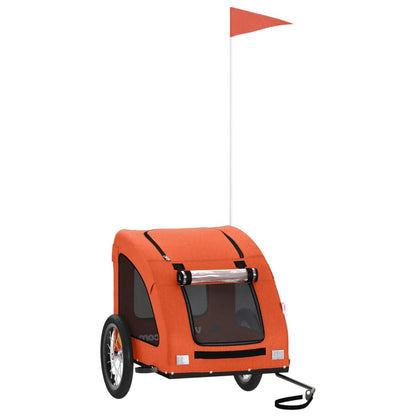 Remolque De Bicicleta Mascotas Hierro Tela Oxford Naranja_0