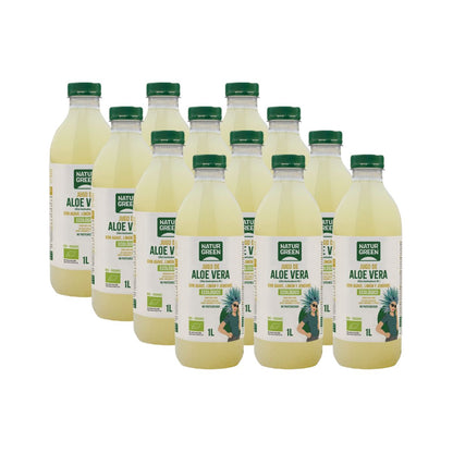 Embalagem x 12 Sumo de Aloé vera com agave, limão e gengibre NaturGreen 1 L