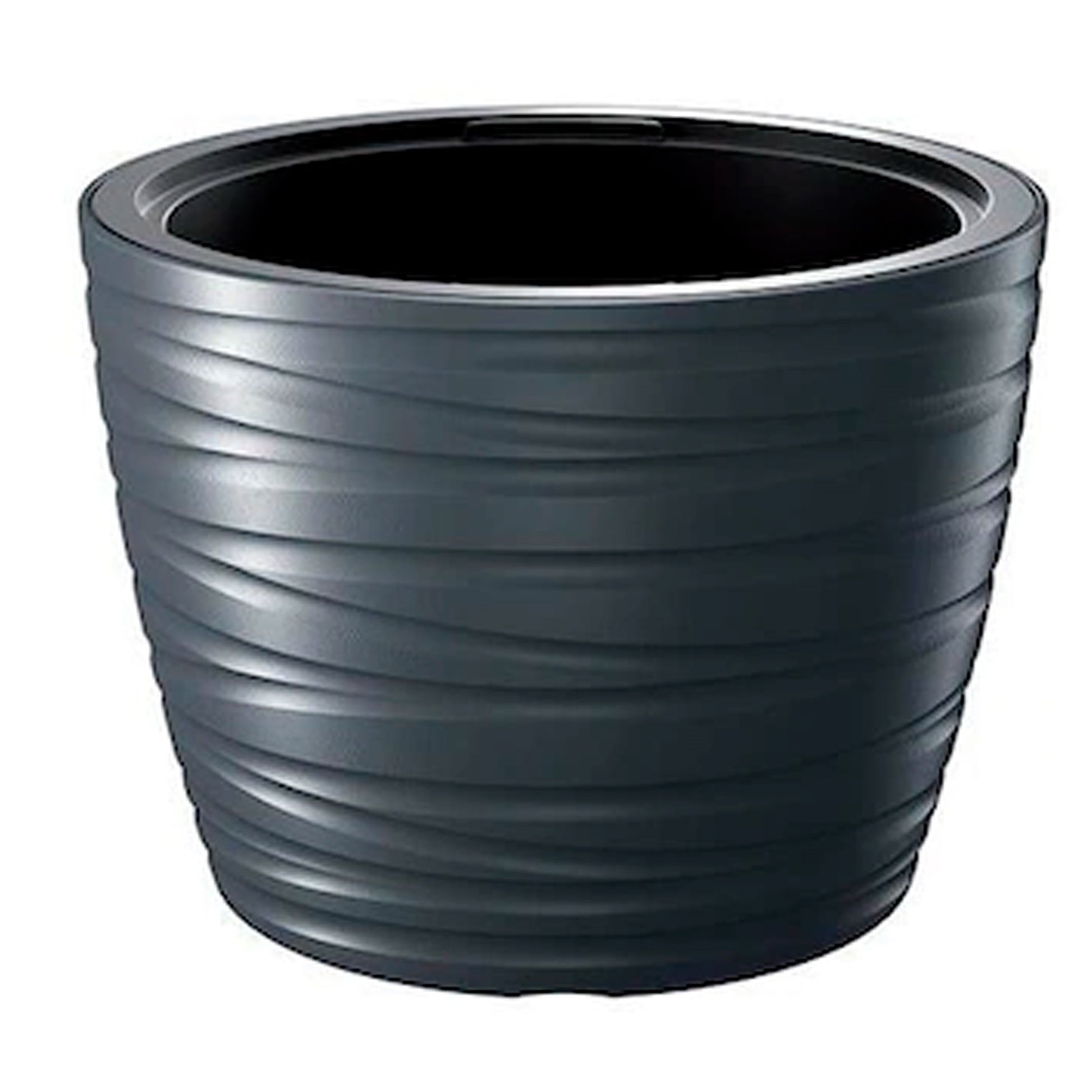 Maceta Baja Con Deposito 22l Maze De Plastico En Color Antracita 37,5 (largo) X 37,5 (ancho) X 27,9 (alto) Cm_0