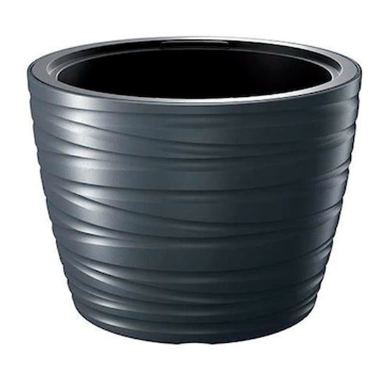 Maceta Baja Con Deposito 48l Maze De Plastico En Color Antracita 47,5 (largo) X 47,5 (ancho) X 34,9 (alto) Cm_0