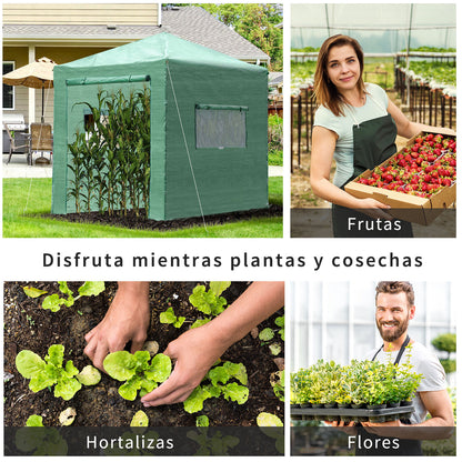 Outsunny Invernadero De Jardín Plegable Cultivo Planta 240x180x240 Cm De Acero_3