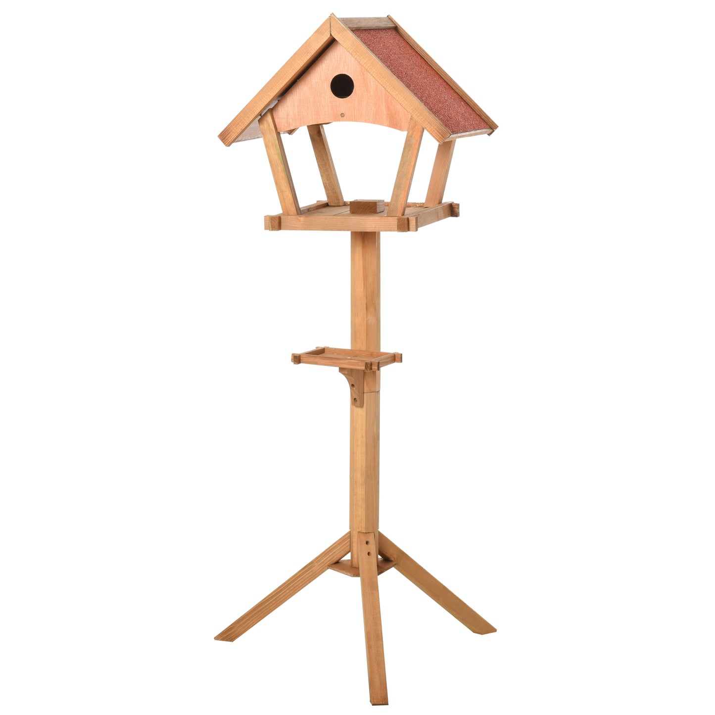 Pawhut Comedero Para Pájaros De Pie De Madera 49x45x139 Cm Con Techo Asfáltico_0