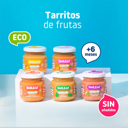 Embalagem de 12 frascos de pera e maçã Smileat +6 meses, 130g
