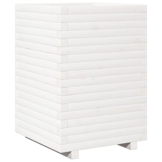 Jardinera Madera Maciza De Pino Blanco 50x50x72 Cm_0
