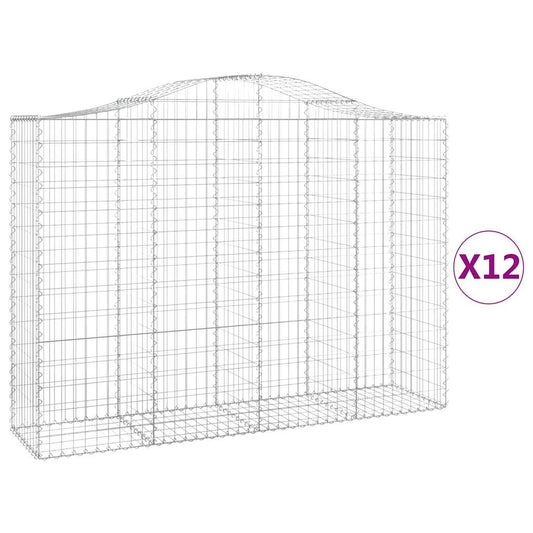 Cestas Gaviones 12 Uds Forma De Arco Hierro 200x50x140/160 Cm_0