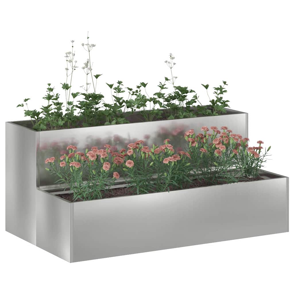 Macetero De Jardín Plateado 100 X 60 X 45 Cm Acero Galvanizado_2