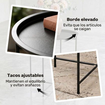 Mesa Auxiliar Exterior Outsunny Acero Negro 46x46x50 Cm_5