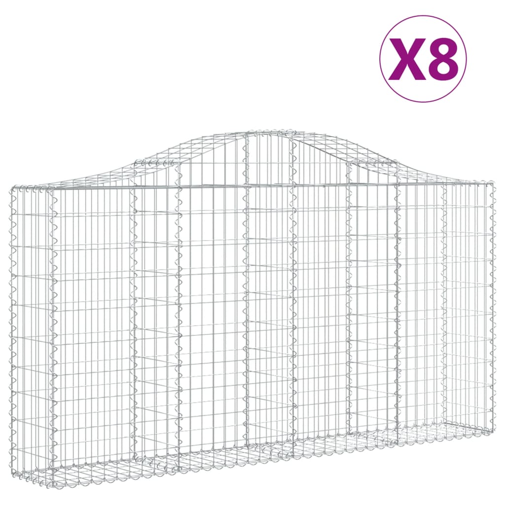 Cestas De Gaviones 8 Uds Forma De Arco Hierro 200x30x100/120 Cm_0