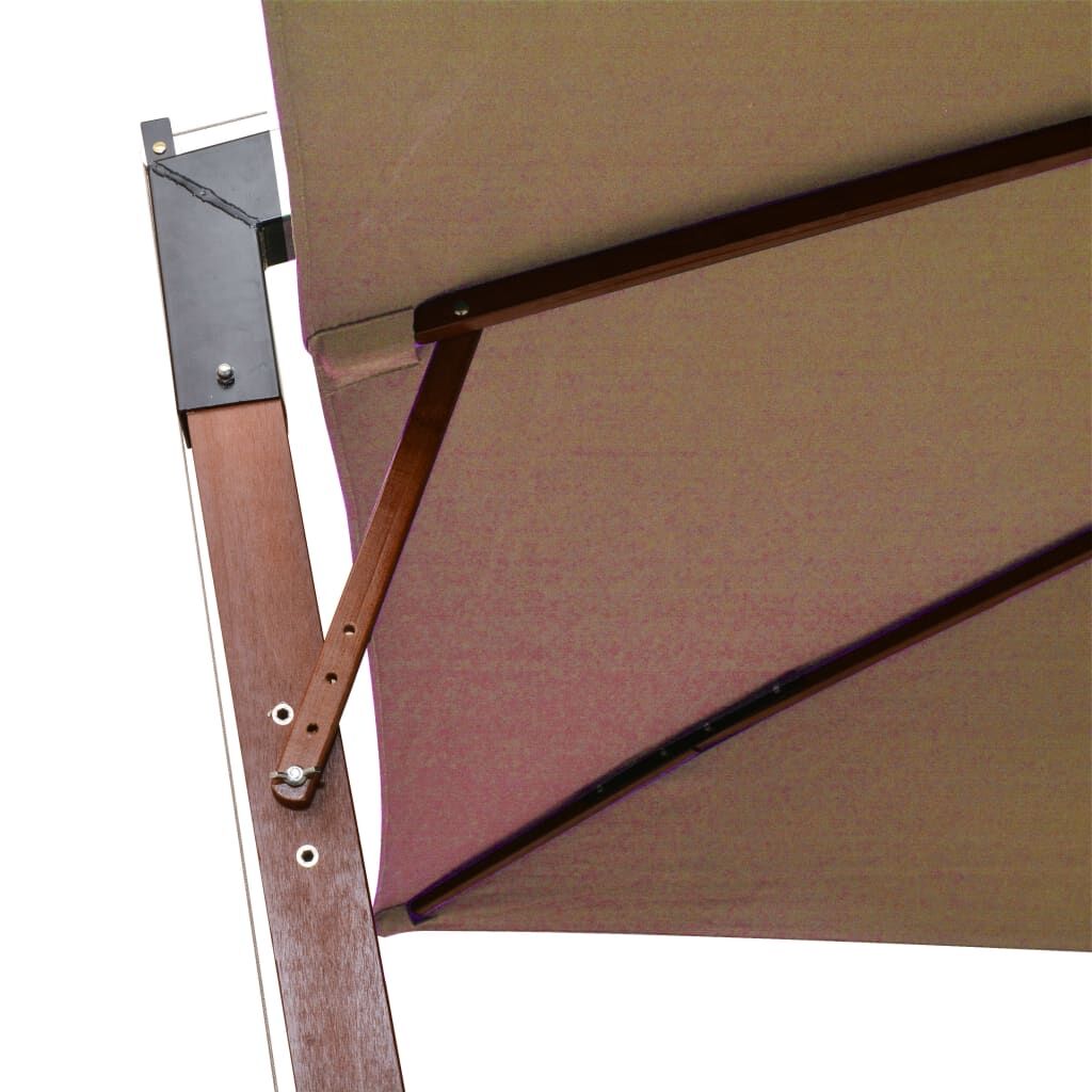 Vidaxl Sombrilla De Jardín Colgante Con Palo Madera Abeto Taupe 3x3 M_4