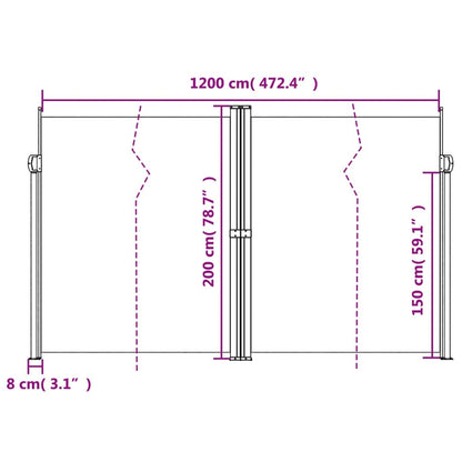 Vidaxl Toldo Lateral Retráctil Verde Oscuro 200x1200 Cm_2