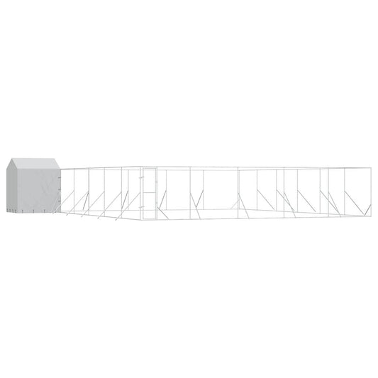 Perrera Exterior Con Toldo Acero Galvanizado Plata 12x12x2,5 M_0