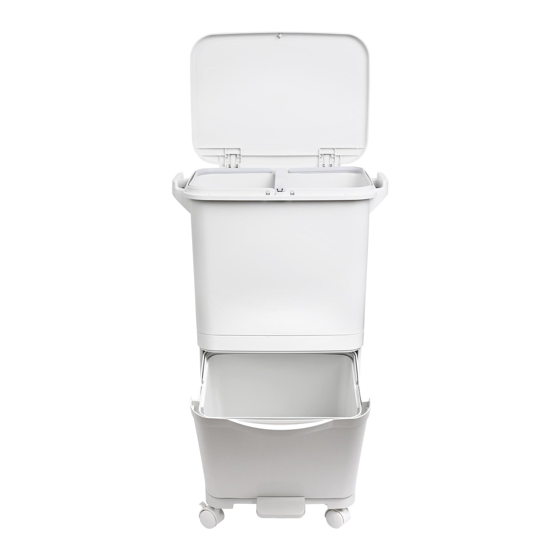Papelera De Reciclaje Selectiva Con Pedal, Ruedas Y Asa 38l (24l + 14l) - Well Home_1