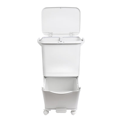 Papelera De Reciclaje Selectiva Con Pedal, Ruedas Y Asa 38l (24l + 14l) - Well Home_1