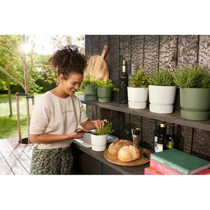 Floreira Elho Greenville Branca com Pires Integrado 25 cm