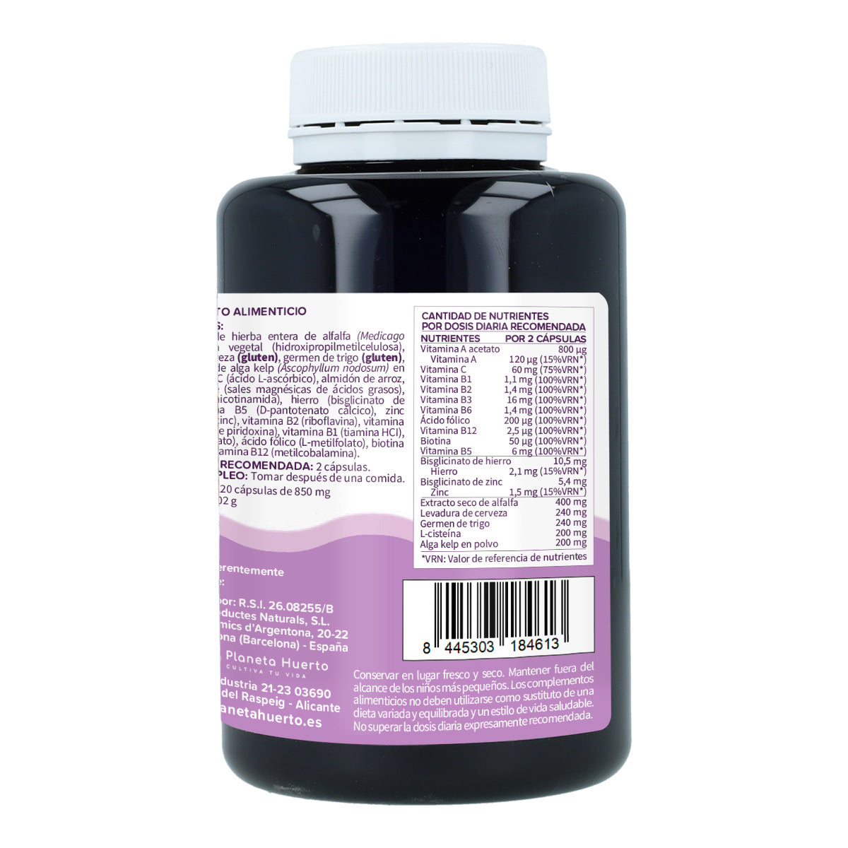 Pack de 3 Hair Booster para cabelo, pele e unhas, Planeta Huerto, 120 cápsulas